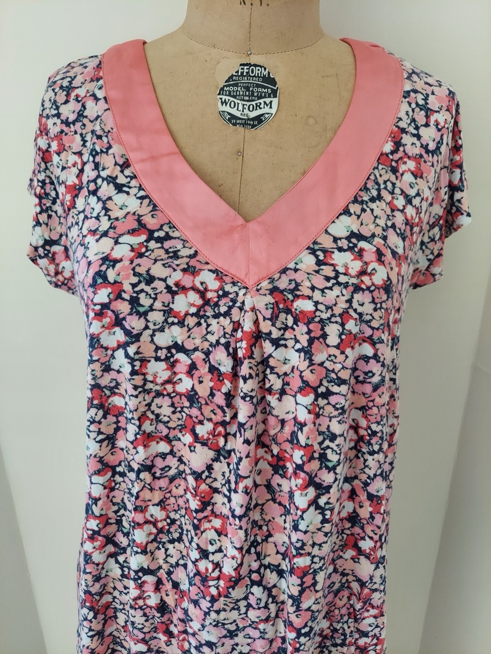 Midnight by Carole Hochman Floral V-Neck Nightgown with Pink Trim